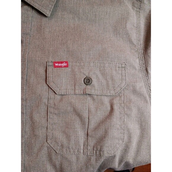 Mens Wrangler Olive Green Medium Long Sleeve Shirt Button Up - Picture 5 of 8
